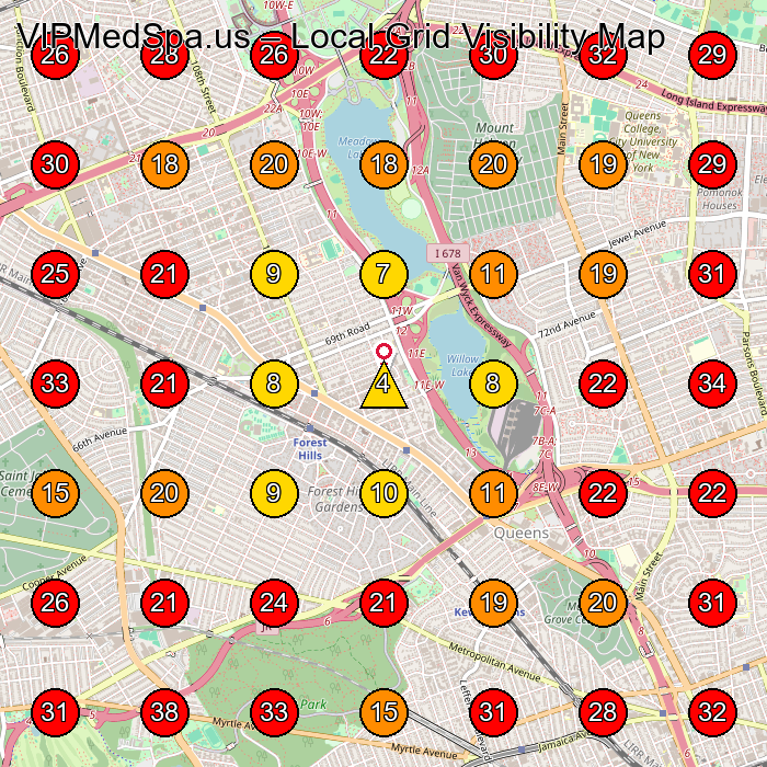 VIPMedSpa.us GeoGrid visibility map for Medical Spa in Queens